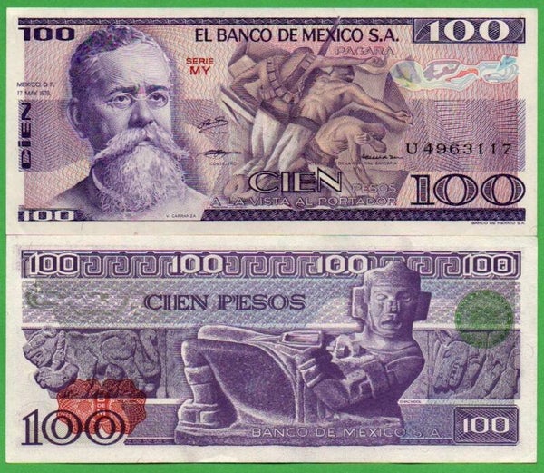 Mexico 100 Pesos 1979 P-68b Prefix-MY Unc