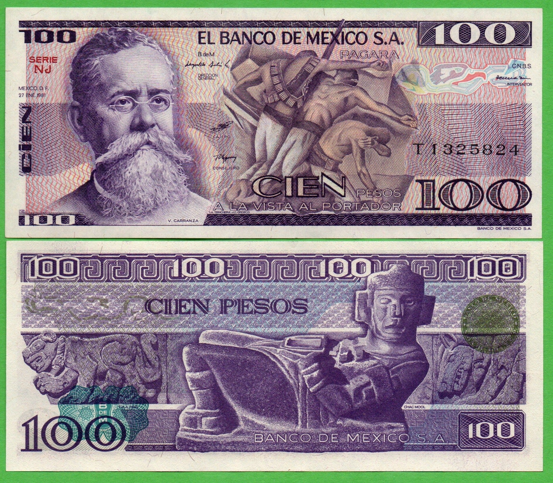 Mexico 100 Pesos 1982, P-74c.NJ PRefix-NJ Unc