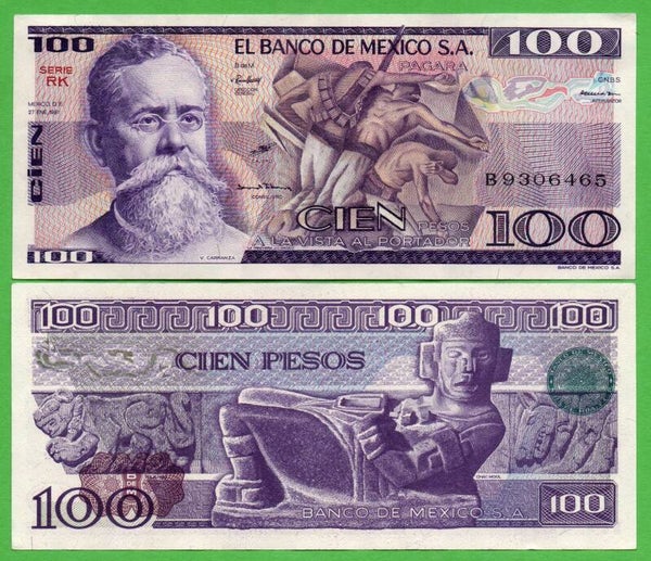Mexico 100 Pesos 1981, P-74a.RK PRefix-RK Unc