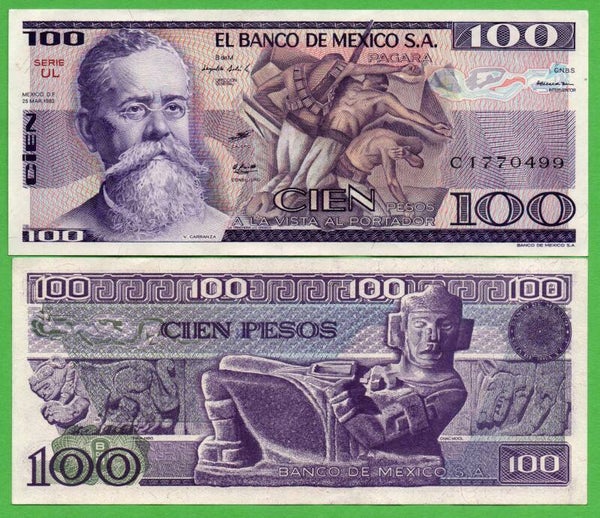 Mexico 100 Pesos 1982, P-74c.U PRefix-UL Unc