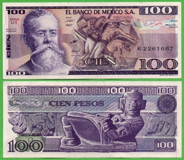 Mexico 100 Pesos 1982, P-74c.UT Prefix-UT Unc