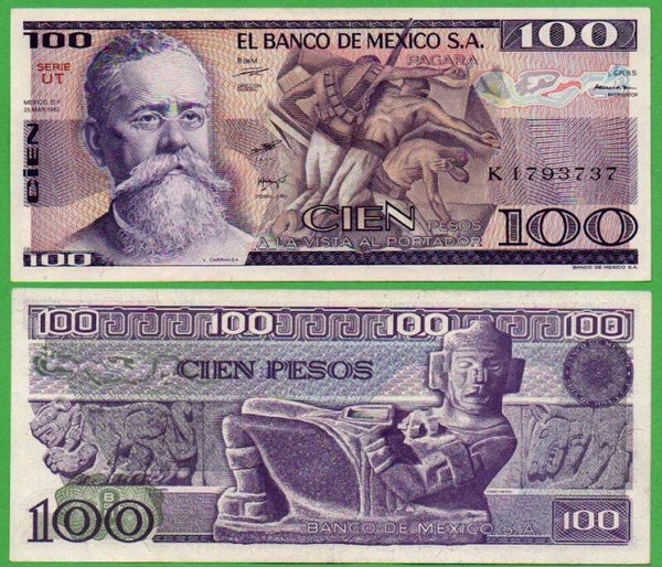 Mexico 100 pesos 1982, P-74 Prefix-UT uNC