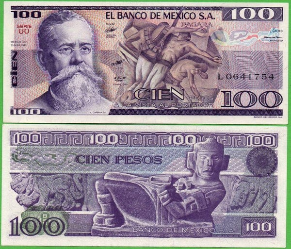Mexico 100 Pesos 1981, P-74b.UU Prefix-Uu Unc