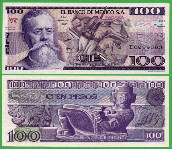 Mexico 100 pesos 1982, P-74 Prefix-VT uNC