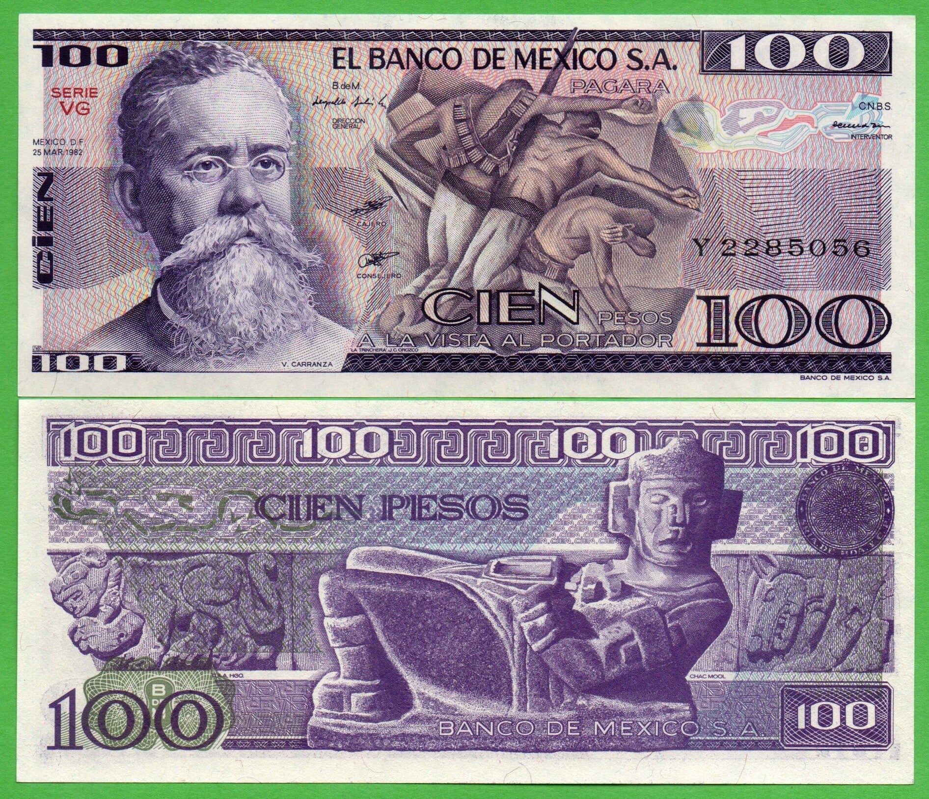 Mexico 100 Pesos 1981, P-74b.VG Prefix-VG Unc