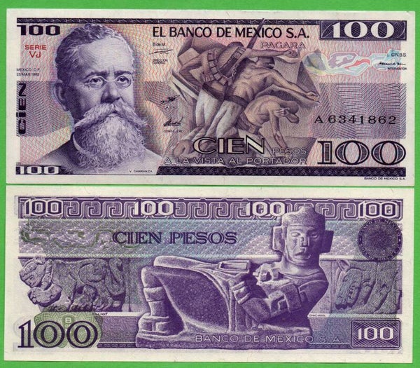 Mexico 100 Pesos 1982, P-74c.VJ PRefix-VJ Unc