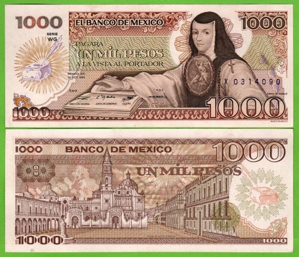 Mexico 1000 Pesos 1984, P-81a.16 Prefix-WG Unc