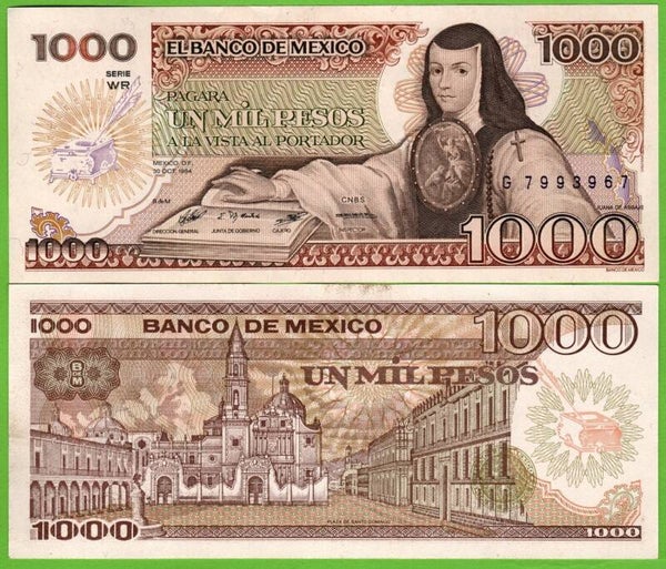 Mexico 1000 Pesos 1984, P-81a.25 Prefix-WR Unc