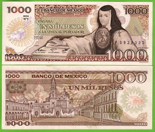 Mexico 1000 Pesos 1985, P-85a.WY Prefix-WY Unc