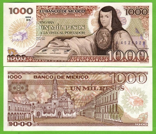 Mexico 1000 Pesos 1985, P-85a.XK Prefix-XK Unc