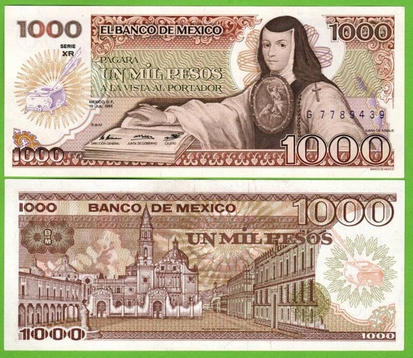 Mexico 1000 Pesos 1985, P-85a.XR Prefix-XR Unc