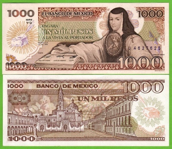 Mexico 1000 Pesos 1985, P-85a.YD Prefix-YD Unc