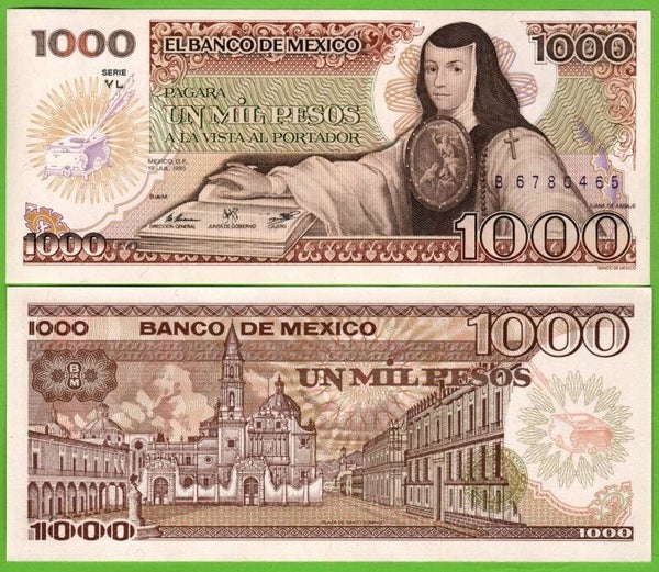 Mexico 1000 Pesos 1985, P-85a.XL Prefix-XL Unc