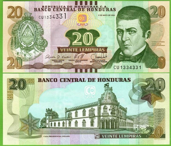 Honduras 20 Lempiras 2024, P-100F Radar 1334331 Unc