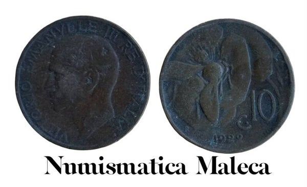Italia 10 Centesimos 1922, Km60 CIrc