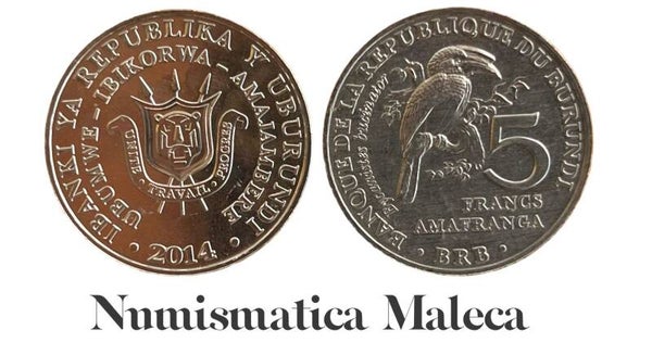 Burundi 5 Francs 2014, Km28 Unc