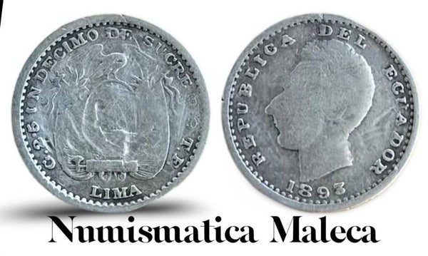 Ecuador 1 Decimo 1893, Km50 Plata