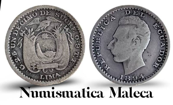 Ecuador 1 Decimo 1894, Km50 Plata