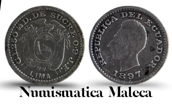 Ecuador 1/2 Decimo 1897, Km55 Plata