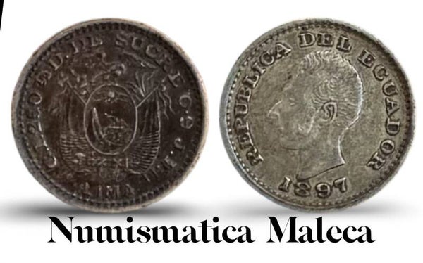 Ecuador 1/2 Decimo 1897, Km55 Plata