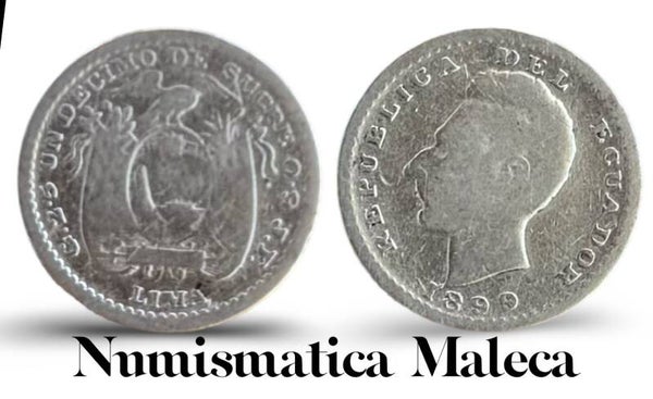 Ecuador 1 Decimo 1899, Km50 Plata