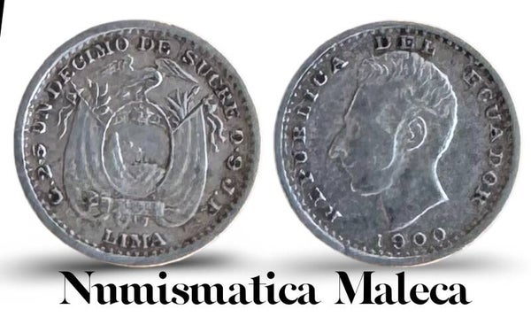Ecuador 1/2 Decimo 1900, Km50 Plata