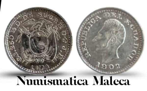 Ecuador 1/2 Decimo 1902, Km55 Plata