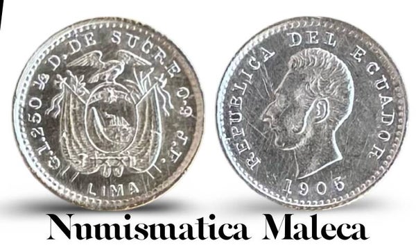 Ecuador 1/2 Decimo 1905, Km55 Plata
