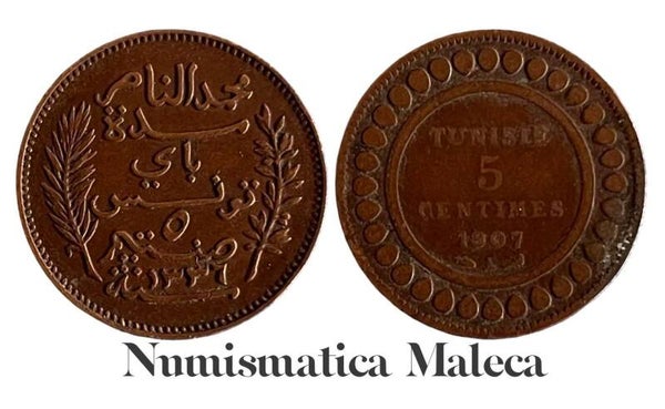 Tunez 5 Centimes 1907, Km235 XF