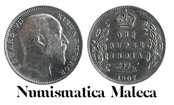 India Britanicas 1 Rupee 1907 Km508 silver