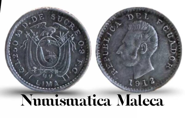 Ecuador 1/2 Decimo 1912, Km55 Plata