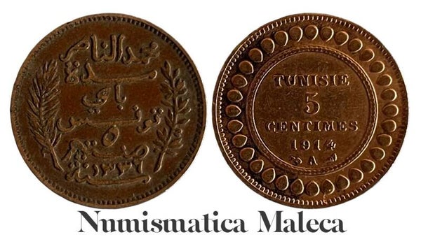 Tunez 5 Centimes 1914, Km235 XF