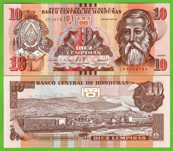 Honduras 10 Lempiras 2024, P-99f Radar 1914191 Unc