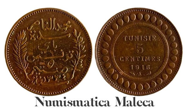 Tunez 5 Centimes 1916, Km235 XF