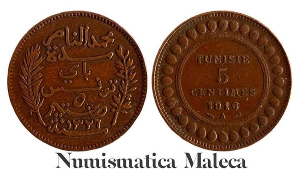Tunez 5 Centimes 1916, Km235 XF