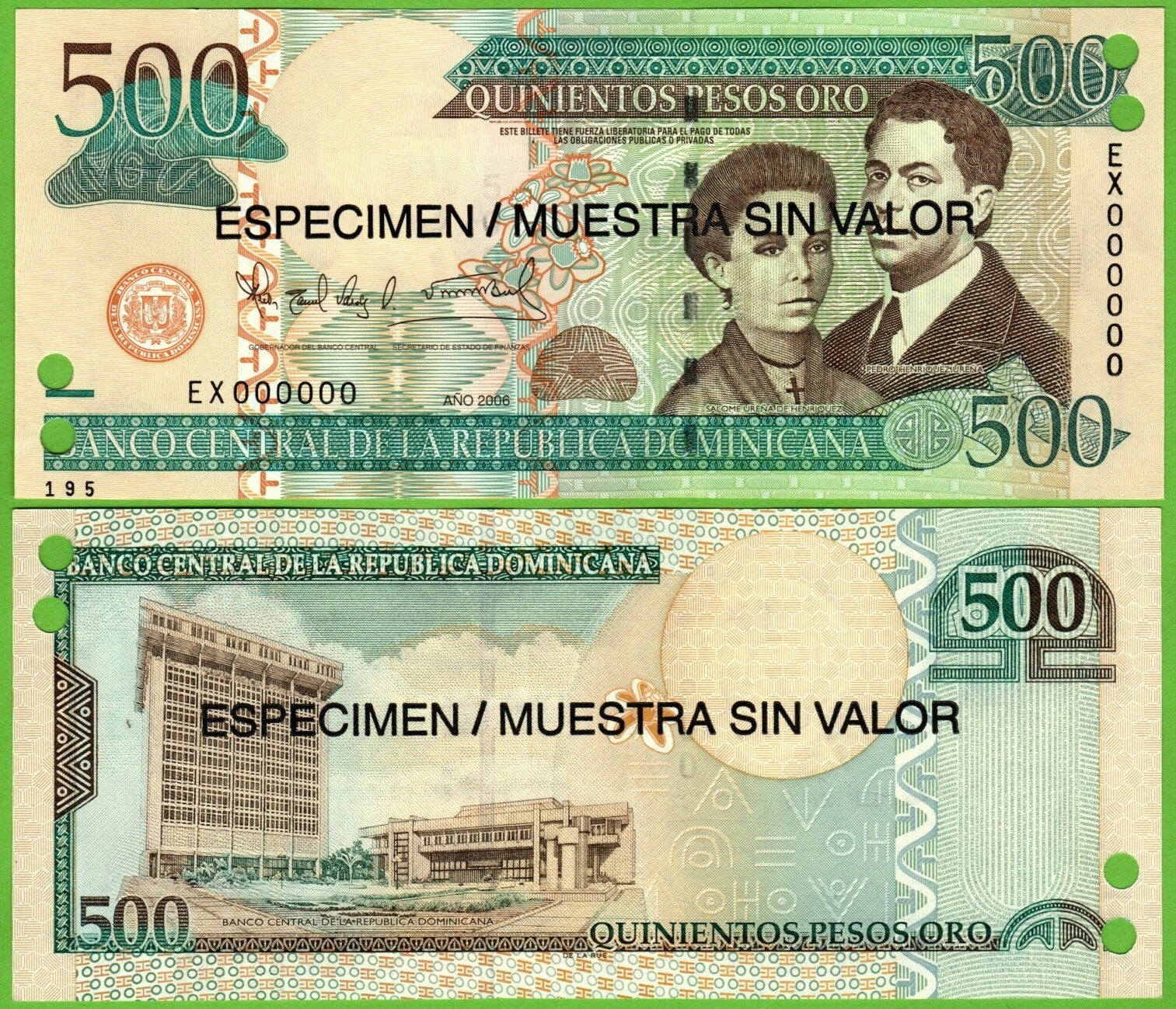 Republica Dominicana 500 pesos 2006, P-179s  Especimen