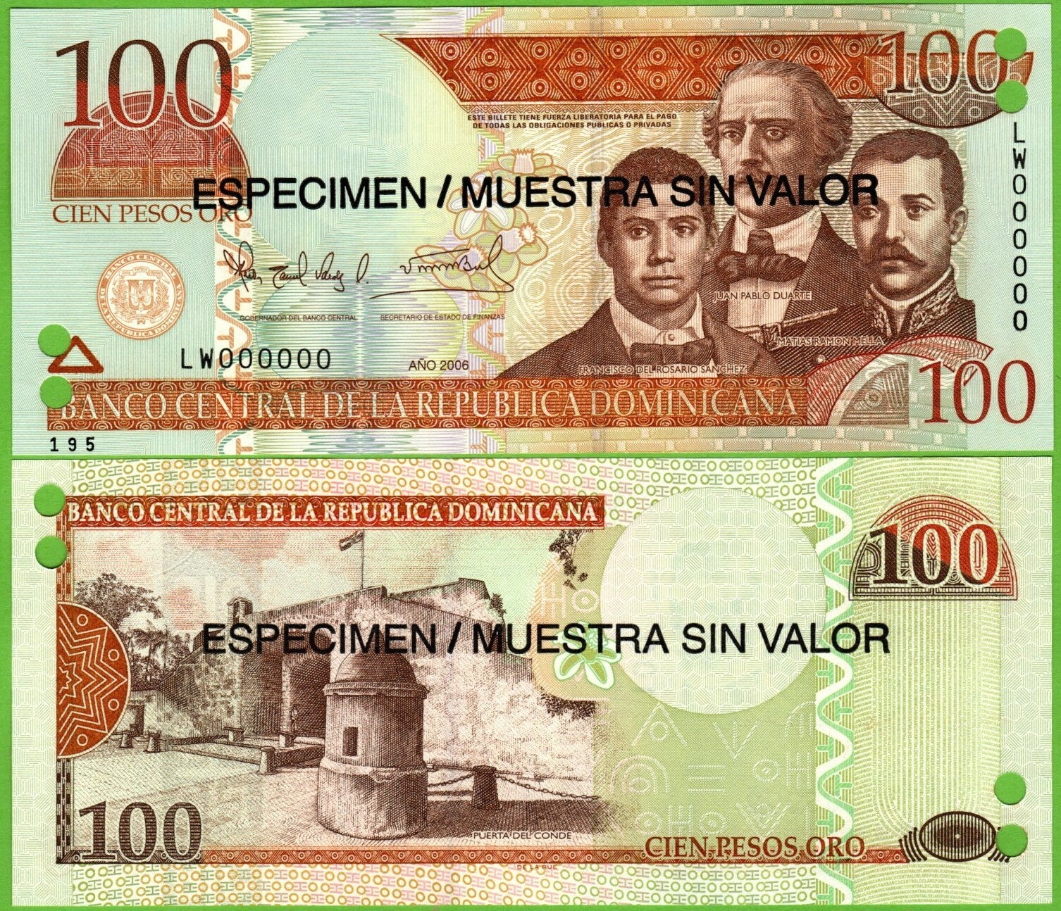 Republica Dominicana 100 pesos 2006, P-177s Especimen