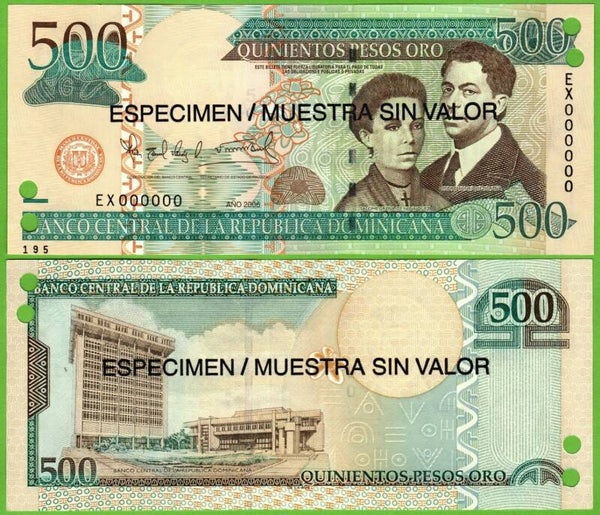Republica Dominicana 500 pesos 2006, P-179s  Especimen