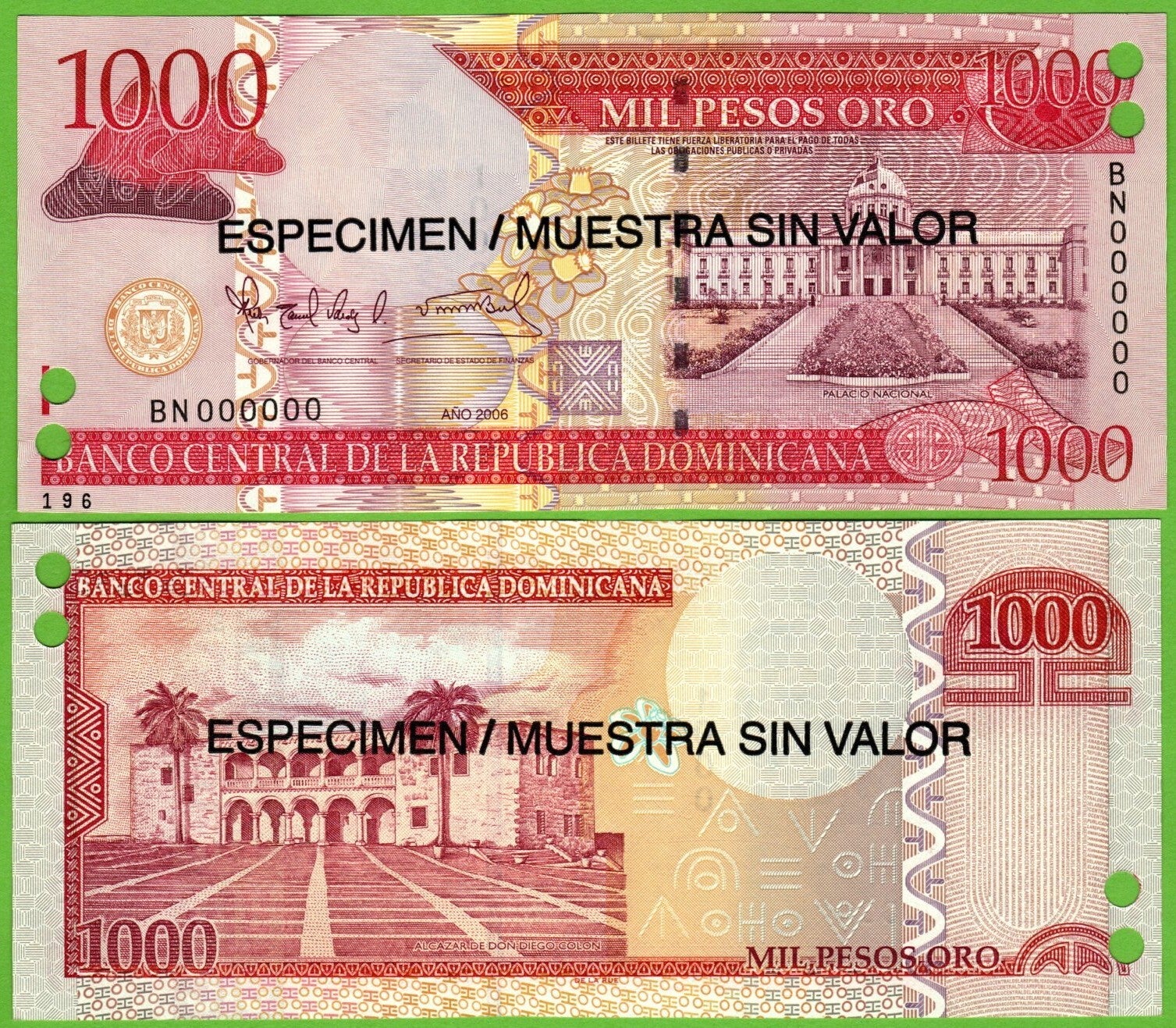 Republica Dominicana 1000 pesos 2006, P-180a  Especimen UNc