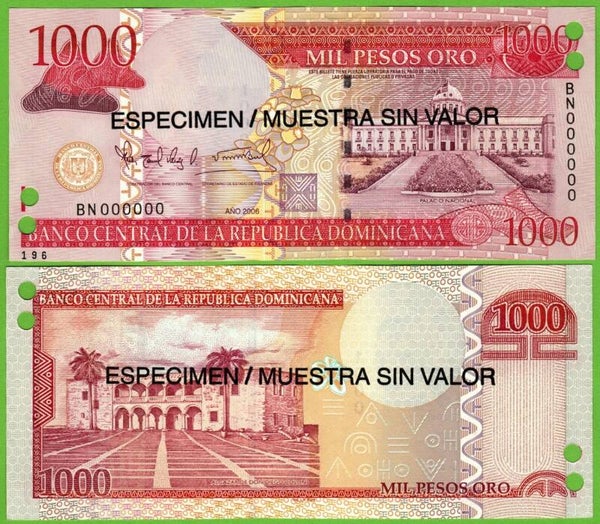 Republica Dominicana 1000 pesos 2006, P-180a  Especimen UNc
