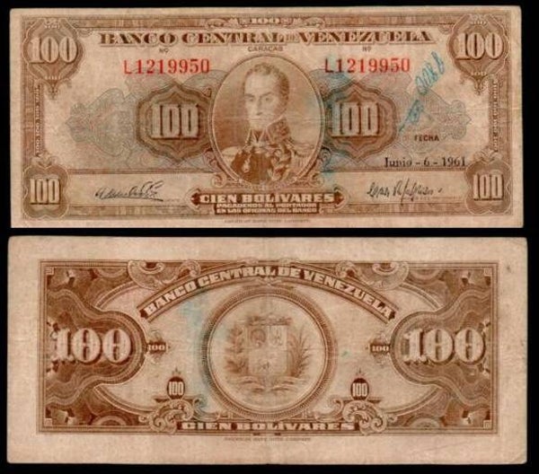 Venezuela 100 Bolivares 1961, P-34d XF