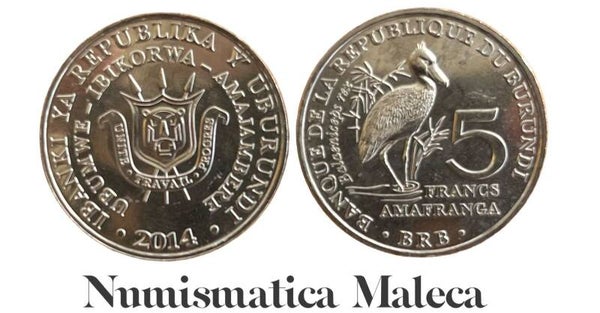 Burundi 5 Francs 2014, Km30 Unc