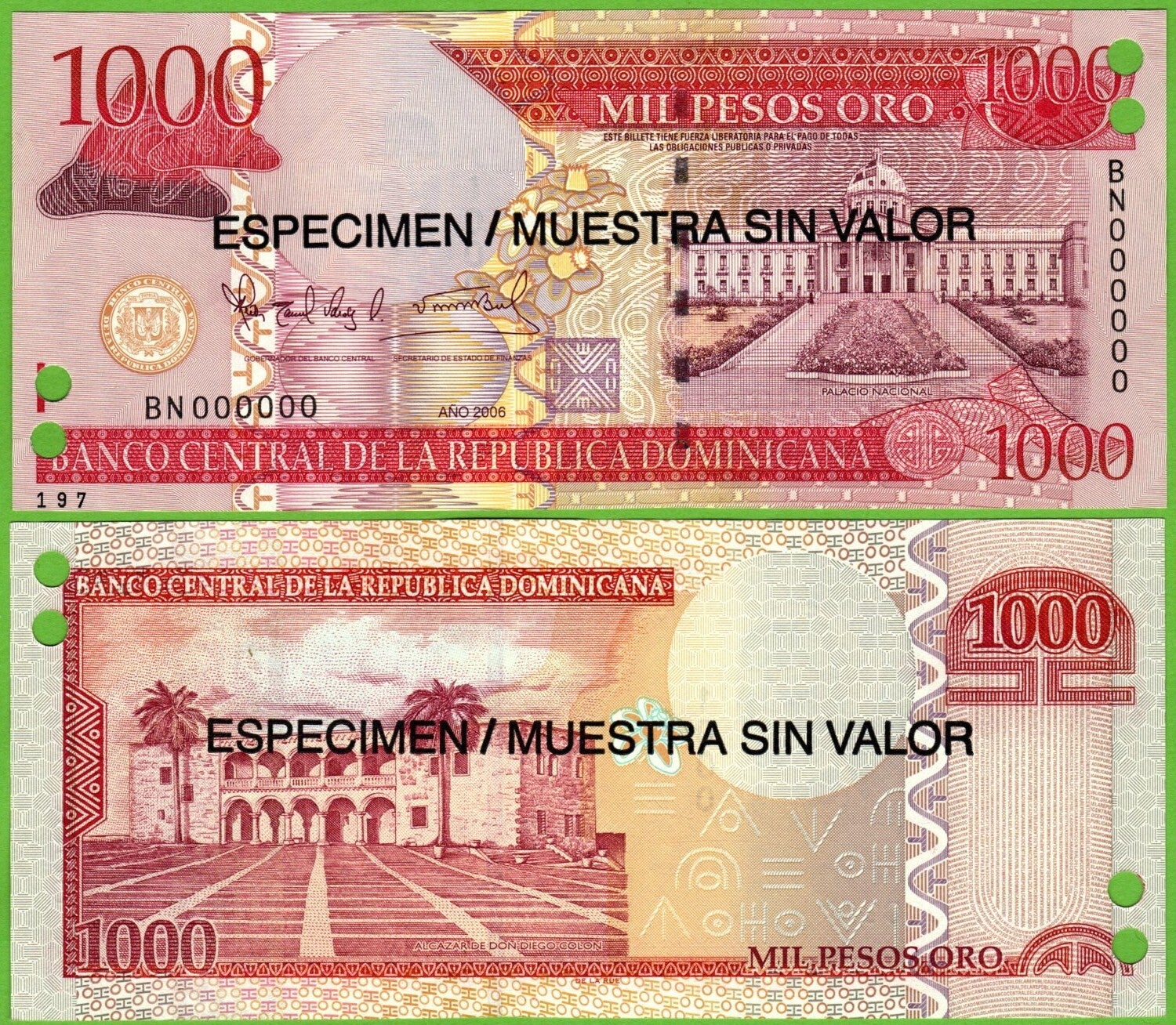 Republica Dominicana 1000 pesos 2006, P-180a  Especimen UNc