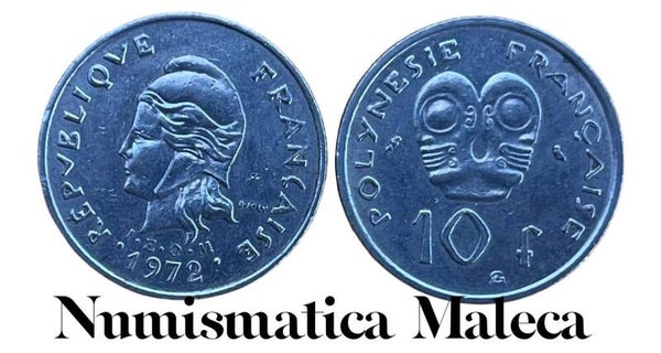 Polinesia Francesa 10 Francs 1972, Km8 VF