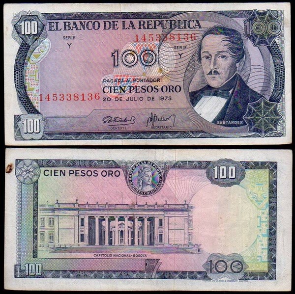 Colombia 100 Pesos 1973, P-415a.1 Xf
