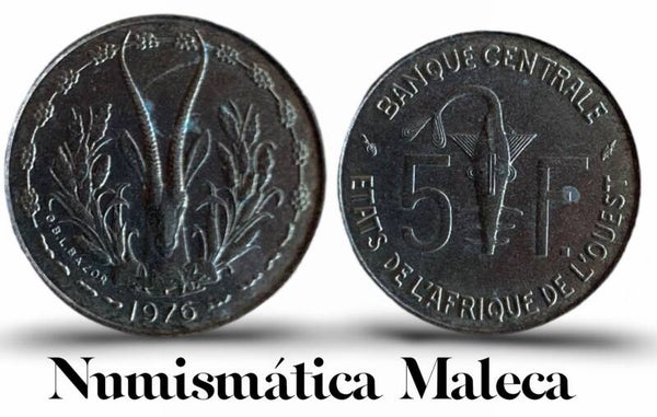 Estados Del Africa Occidental 5 Francs 1976, km2a Fina