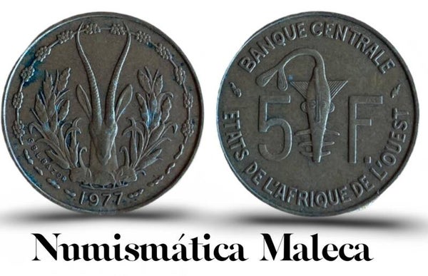 Estados Del Africa Occidental 5 Francs 1977, km2a Fina