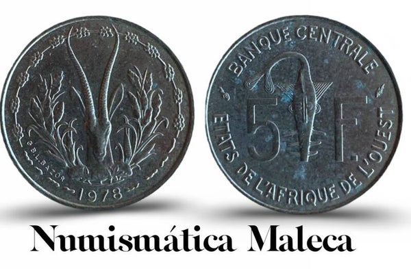 Estados Del Africa Occidental 5 Francs 1978, km2a Fina