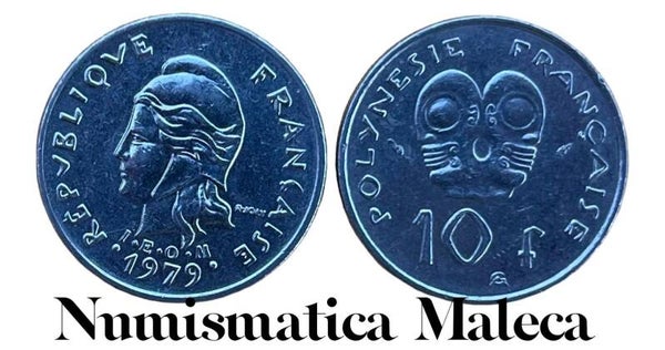 Polinesia Francesa 10 Francs 1979, Km8 VF