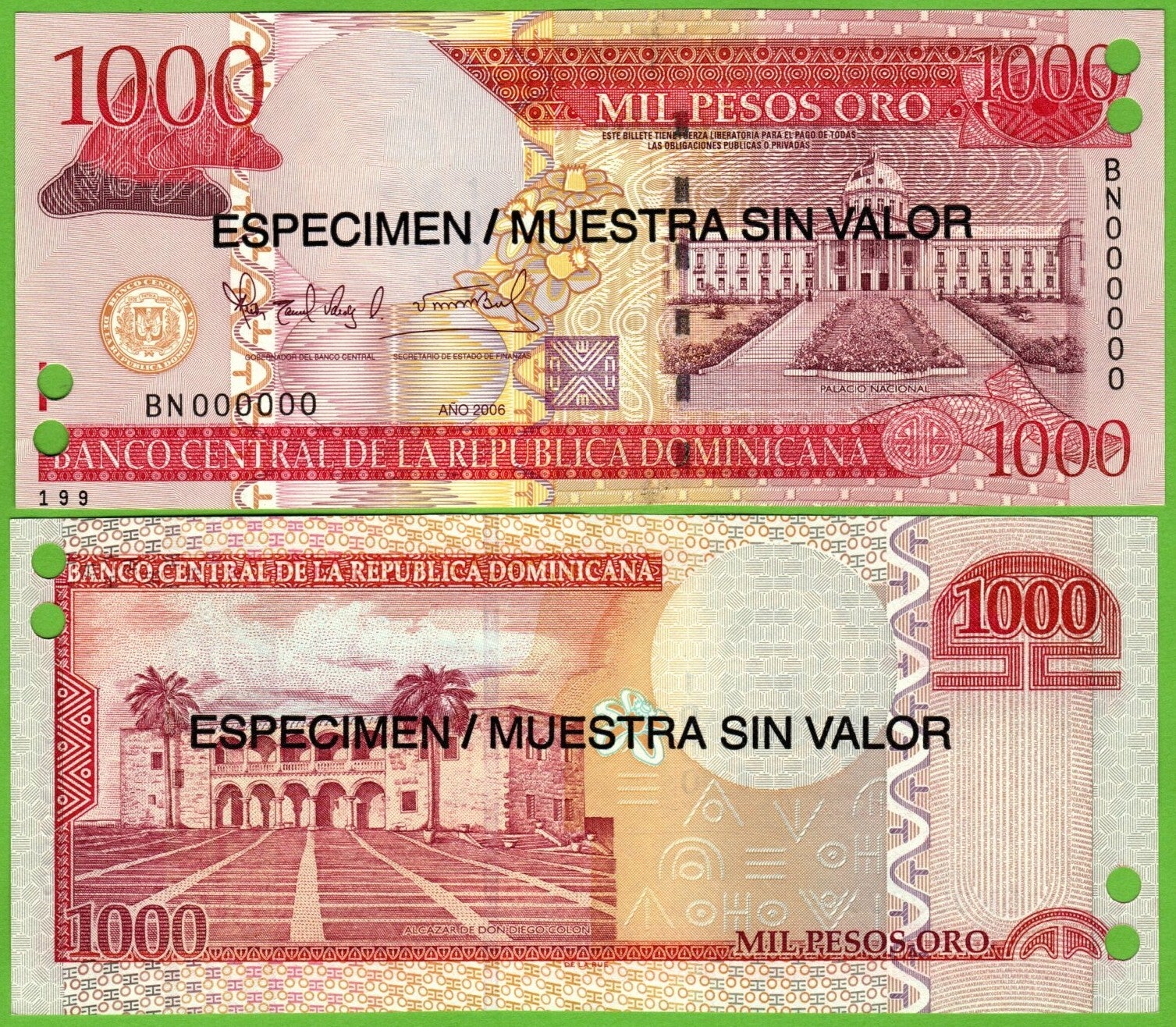 Republica Dominicana 1000 pesos 2006, P-180a  Especimen UNc